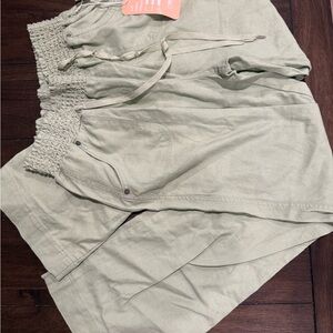Olive Green Wide-Leg Pants